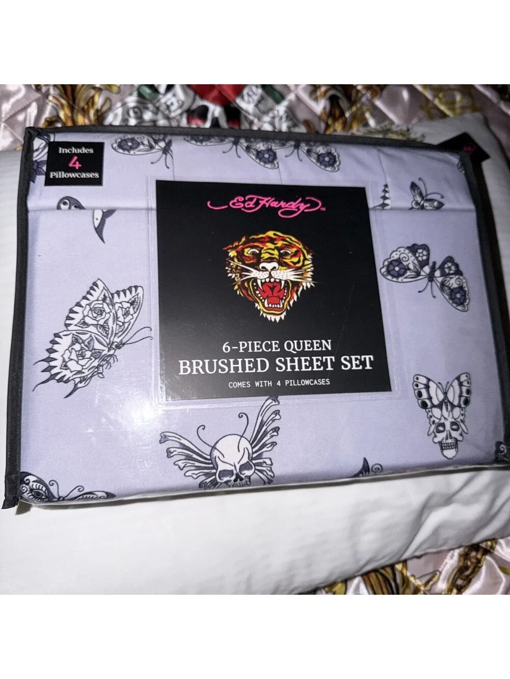 Ed Hardy Queen Sheet Set 6Pc Double Brushed Soft Cooling Bedding